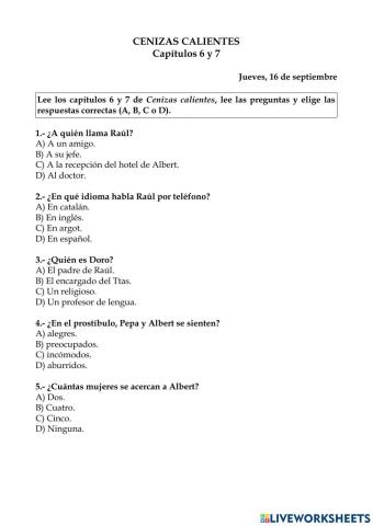 Cenizas calientes. Capítulos 6 y 7