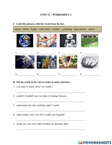 Unit 12 - Worksheet 2 - Grade 6