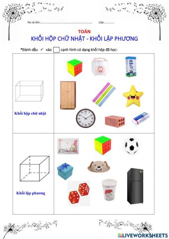 Toán: KHối hình chữ nhật - Khối lập phương