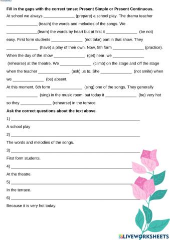 Present Simple and Present Continuous Tenses