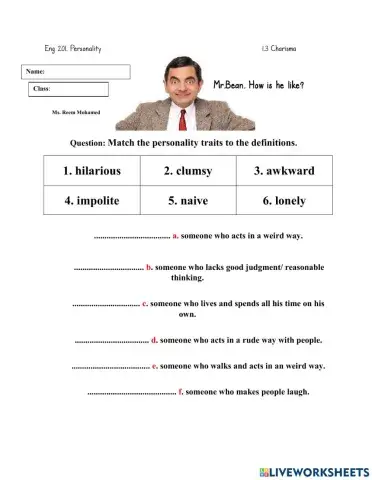 Personality Traits- Bean