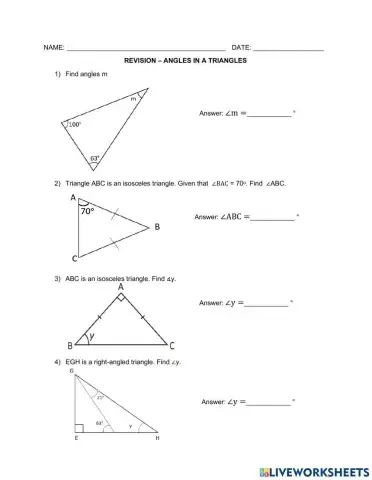 Review: Angles in a triangles