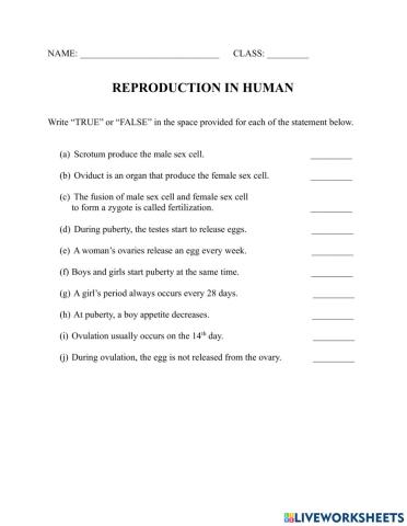 Recap: Reproduction in human