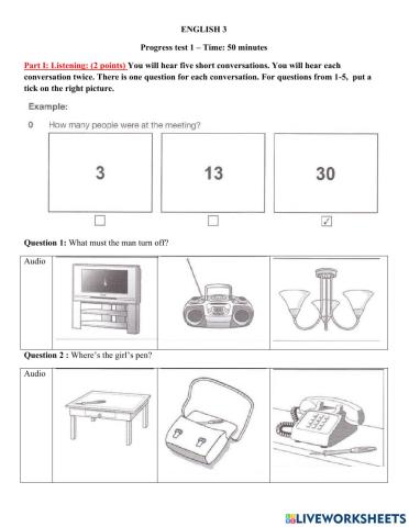 Regular test 1 - English 3