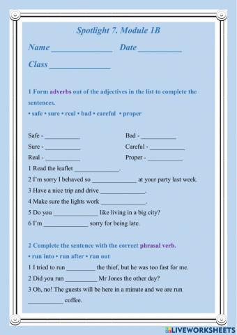 Spotlight 7, module 1B