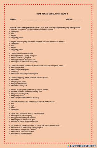 Latihan tema 3 mupel ppkn