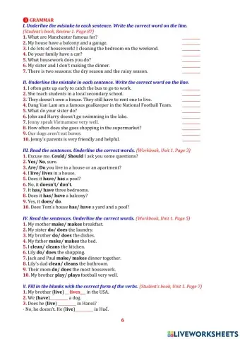 Grade 6. Unit 1. Home (Grammar)