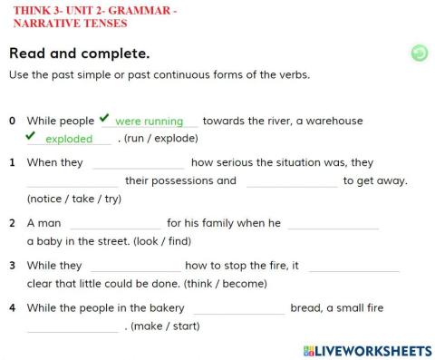 Think 3- unit 2- GRAMMAR - PAST SIMPLE AND PAST CONTINUOUS