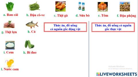 Tuần 2- khoa học: các chất dinh dưỡng có trong thức ăn