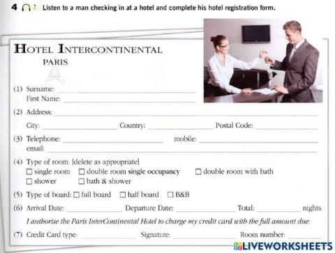 Hotel registration form