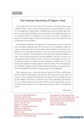 IELTS Reading - Organic food