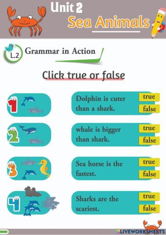 Comparison sea animals