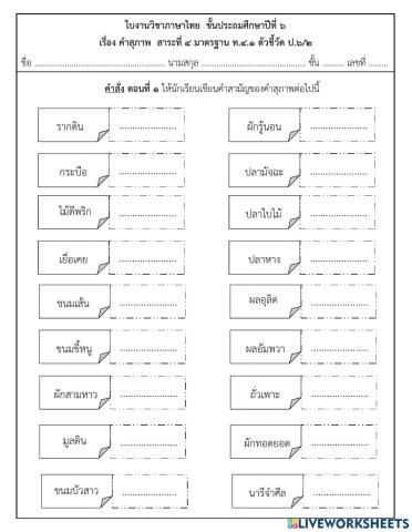 แบบฝึกหัด คำสุภาพ