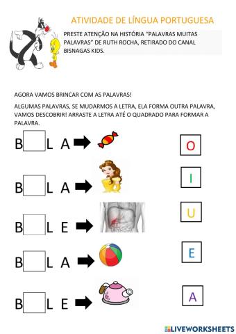Lingua portuguesa - alfabetização