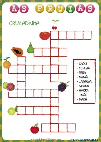 Cruzadinha - frutas