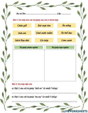 Ôn tập từ ghép