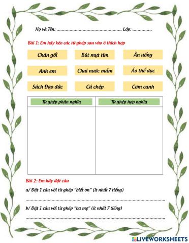 Ôn tập từ ghép