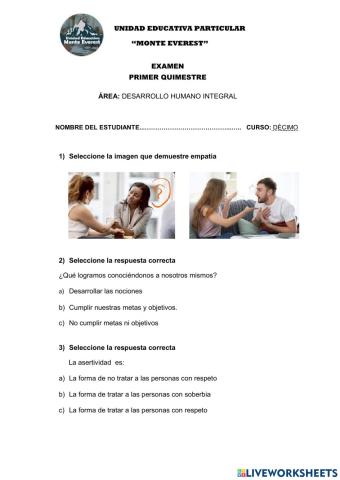 Examen decimo d-h-i 2021