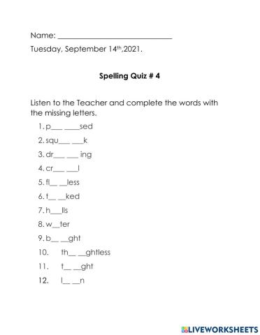 Spelling Quiz 4