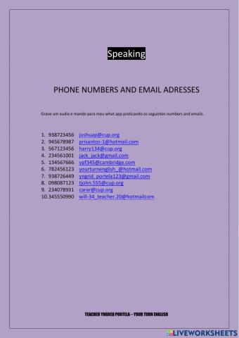 Email and Phone Numbers