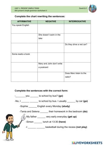 Unit 1. 003 present simple grammar worksheet ii