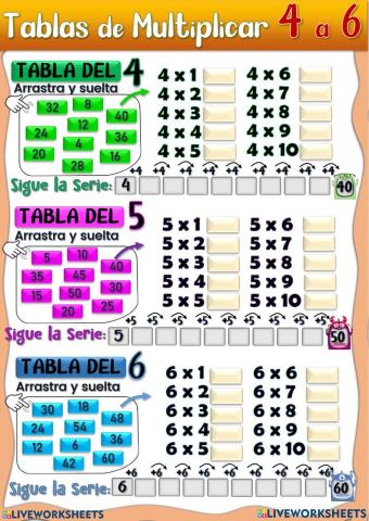 Tablas de 4 asta 6