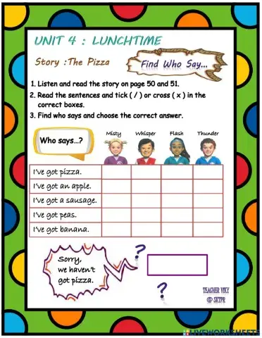 Unit 4 Lunchtime (Story)