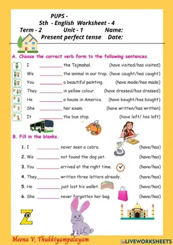English term 2 present perfect tense