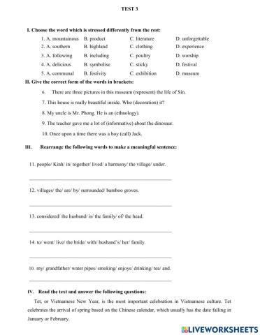 Unit 4 test no 2 grade 8