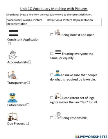 Unit 1C Vocabulary w pictures