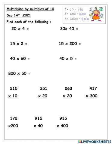 Multiplication by ten multiples
