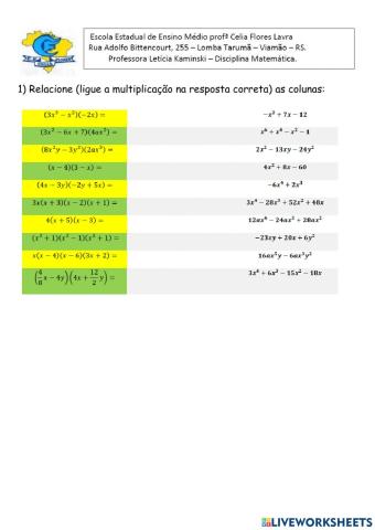 Multiplicação de monômios