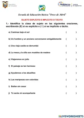 Sujeto explícito e implícito o tácito