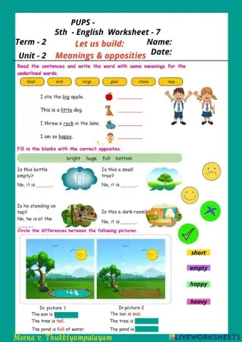 English term 2 Meanings and opposities