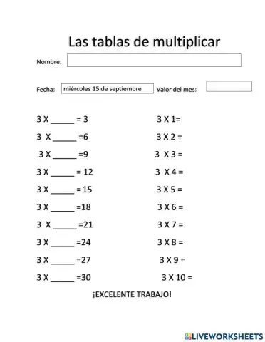 La tabla del 3