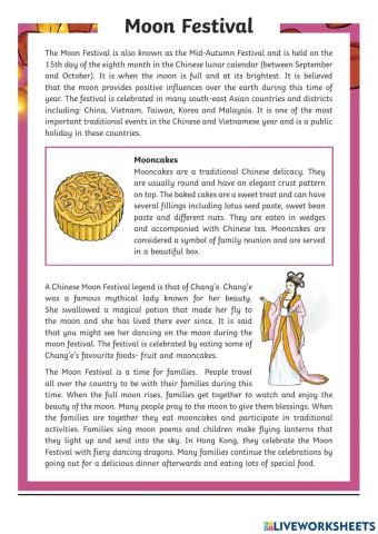 Mid-autumn festival reading