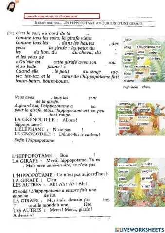 Un hippopotame amoureux d'une girafe - Ex2