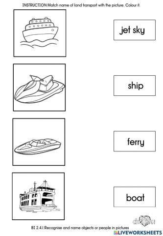 Recognise name of water transport