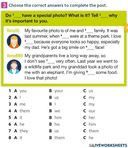 Gold Experience A2 p125 activity 3