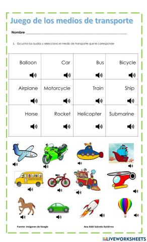 Juego medios de transporte