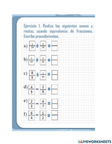 Suma y resta de fracciones