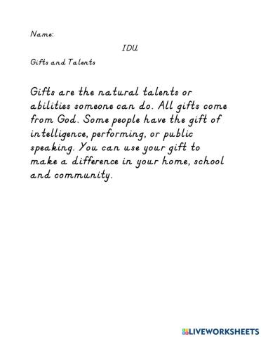 Gifts and Talents