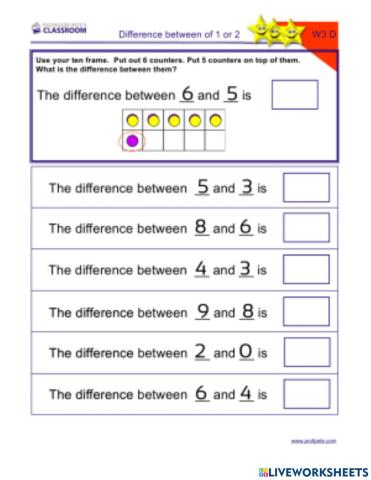 Difference Between to 10