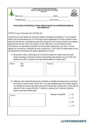 Atividade interdisciplinar