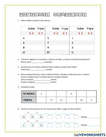 Patrones numéricos - doble y triple