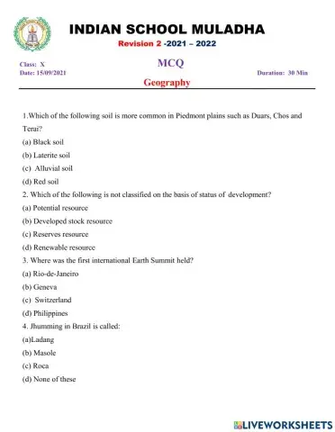 Cbse -geography term -i