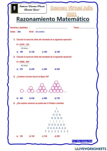 Examen de RM 2do Sec