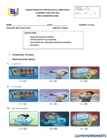 Quimestral 5th basic g-v
