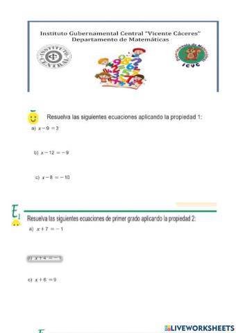 Propiedades de la igualdad con ecuación lineal 2