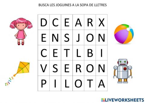 Sopa lletres: joguines